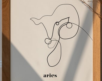 Aries Zodiac Print Art Digital Download Poster & Birthday Card Sizes