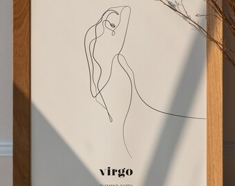Virgo Zodiac Print Art Digital Download Poster & Birthday Card Sizes