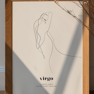 Virgo Zodiac Print Art Digital Download Poster & Birthday Card Sizes