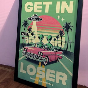 Retro Alien Vacation Print | Modern Animal Wall Art for Instant DOWNLOAD
