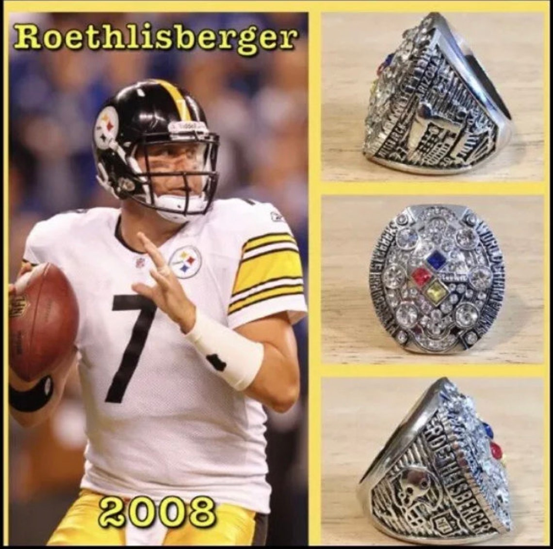 Pittsburgh Steelers 2008 Ben Roethlisberger Championship Ring | Etsy