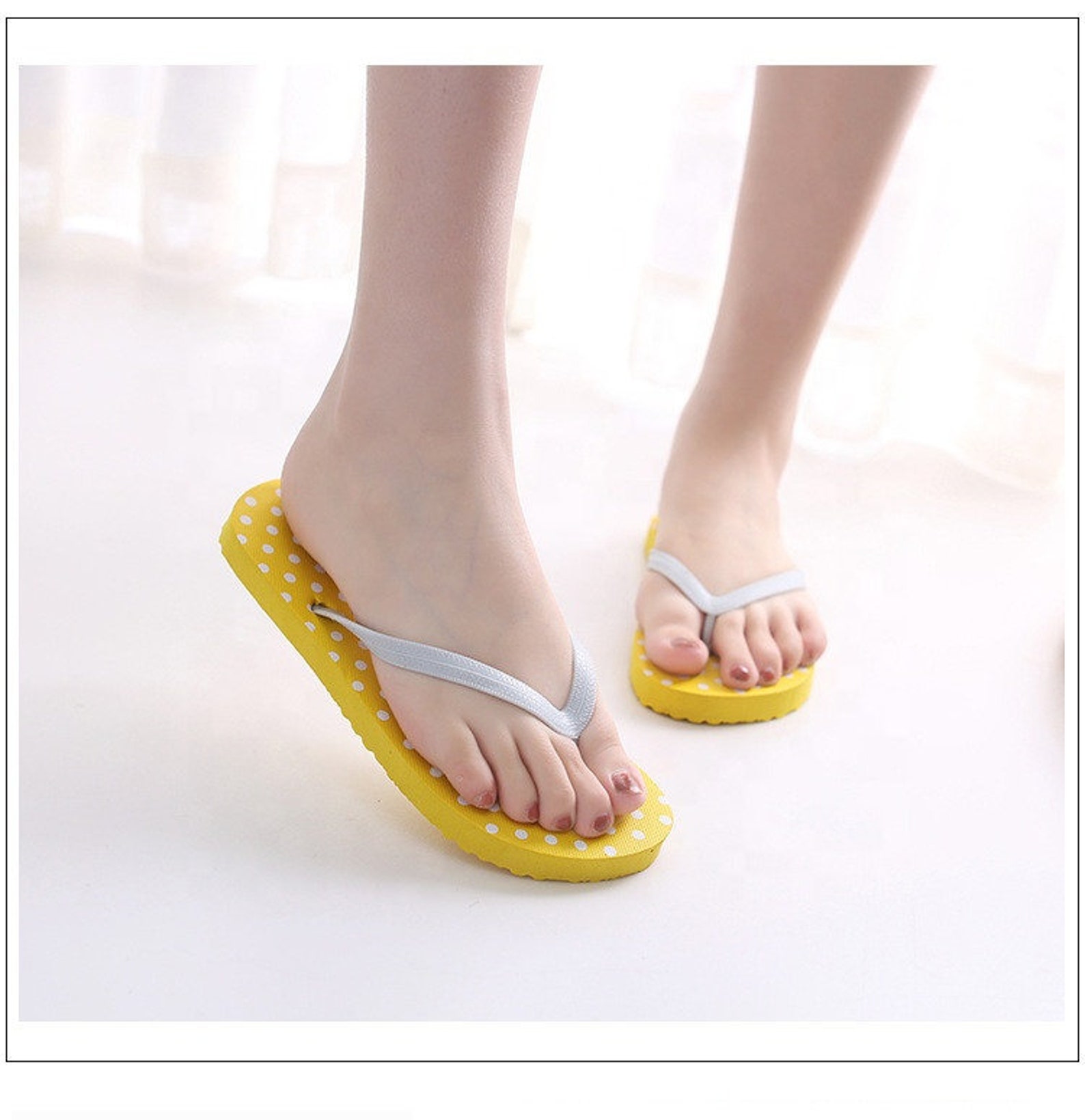 Yellow Spotty Flip-flops Beach Slippers. Comfortable Summer | Etsy
