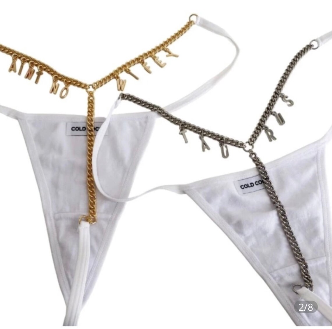 Thong Gold Finish Chain White Panties Personalized Etsy UK