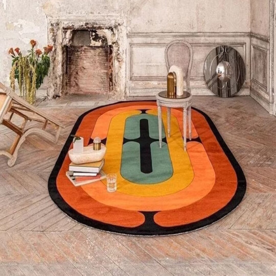 Hand Tufted Oval Area Rug Pure New Zealand Wool Anti Skid Etsy