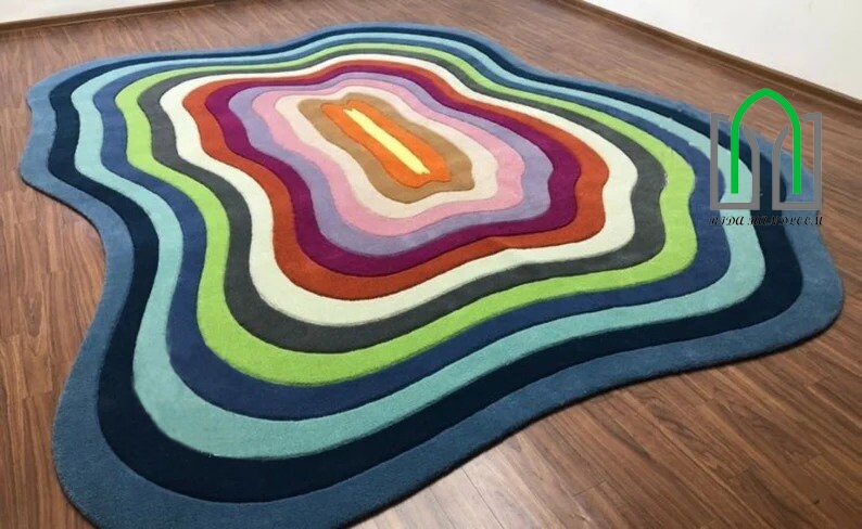 Hand Tufted Rug Luxury Abstract Irregular Shape Carpet 100% New Zealand Wool Handmade Woven Area Rug for Living Room, Dining Room & Bedroom