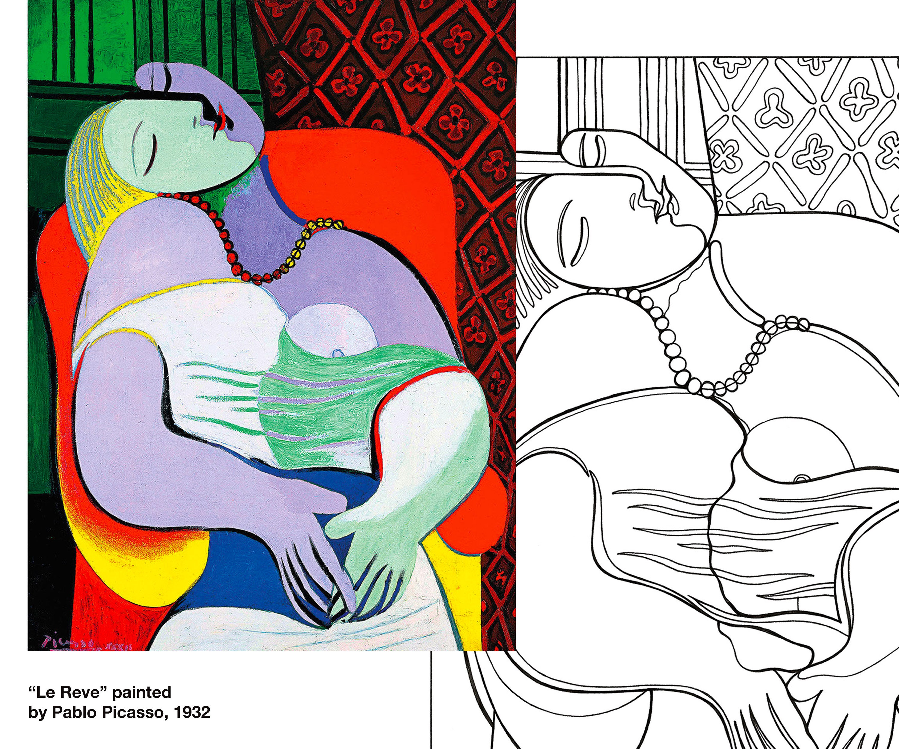 Le Rêve, Pablo Picasso, Cubism, Modern Art, Famous Artist Coloring