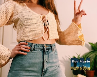 Megan Tie-Front Crochet Cardigan Pattern - PDF