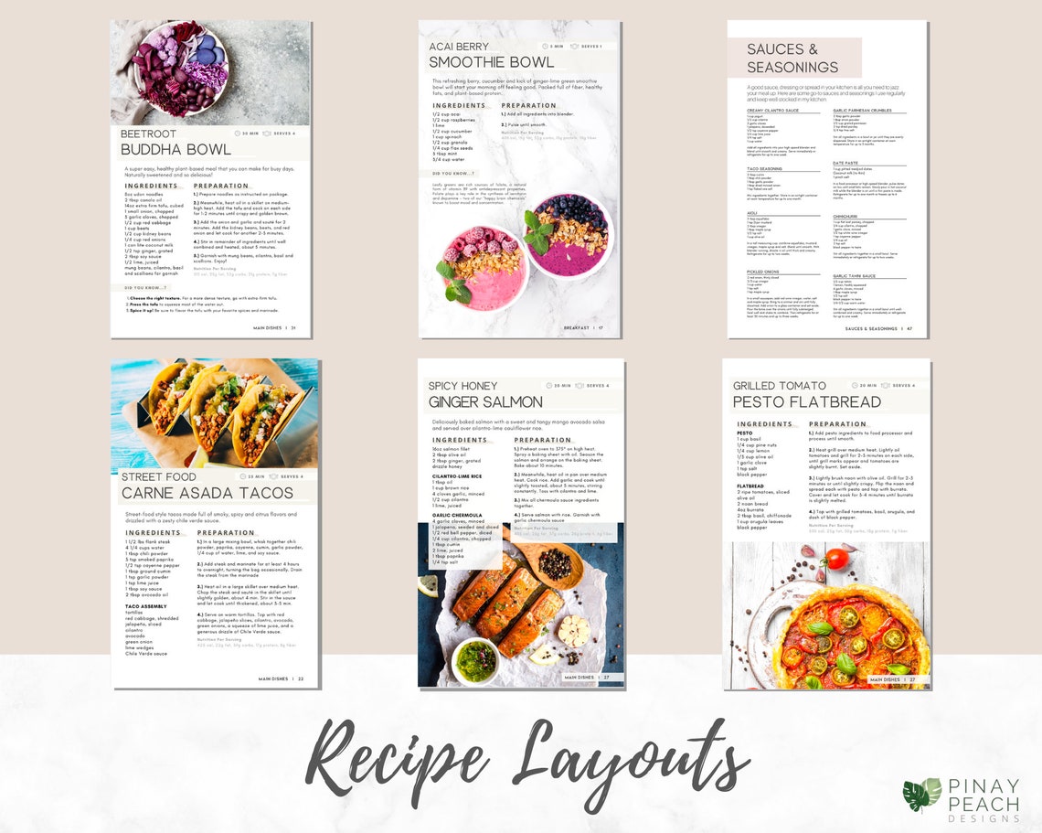 Modern Recipe Book Template Family Cookbook Template Ebook - Etsy