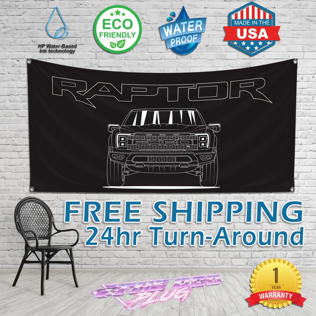 Raptor Banner, Garage Art, Wall Art, Man Cave Banners, Truck ...