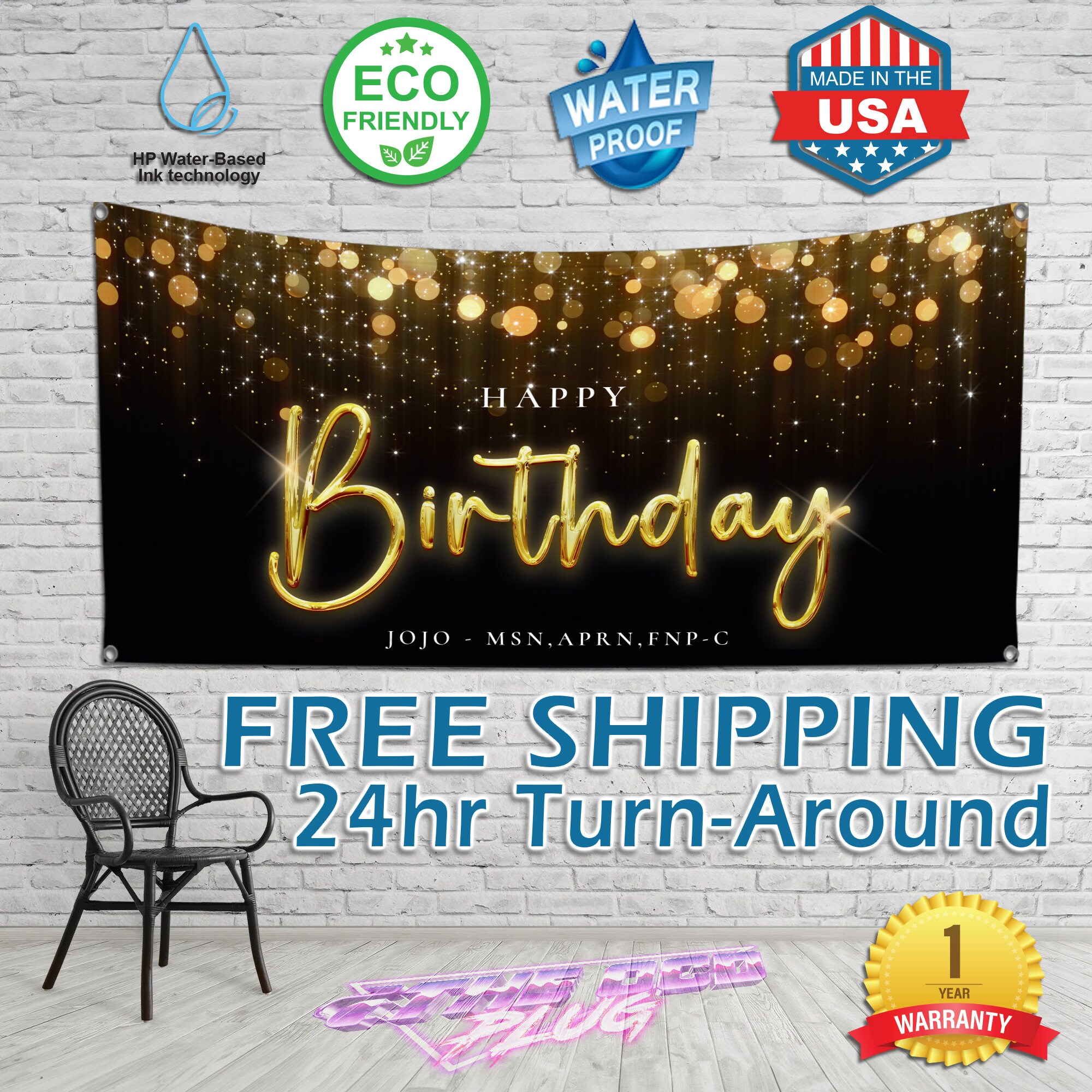 Striscione Decorativo Per 85° Compleanno Donna - 120x80 Cm, Rosa Con Glitter, Tessuto Vinile Con Occhielli