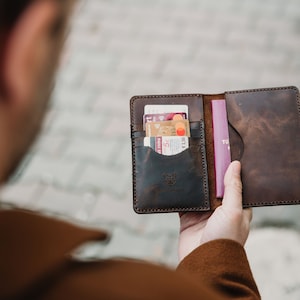 Portafoglio porta passaporto in pelle personalizzato / Portafoglio da viaggio personalizzato / Porta carte incisi / Portafoglio XL / Portafoglio lungo sottile per donna uomo