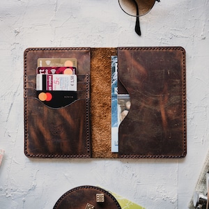 Portafoglio porta passaporto in pelle personalizzato / Portafoglio da viaggio personalizzato / Porta carte incisi / Portafoglio XL / Portafoglio lungo sottile per donna uomo