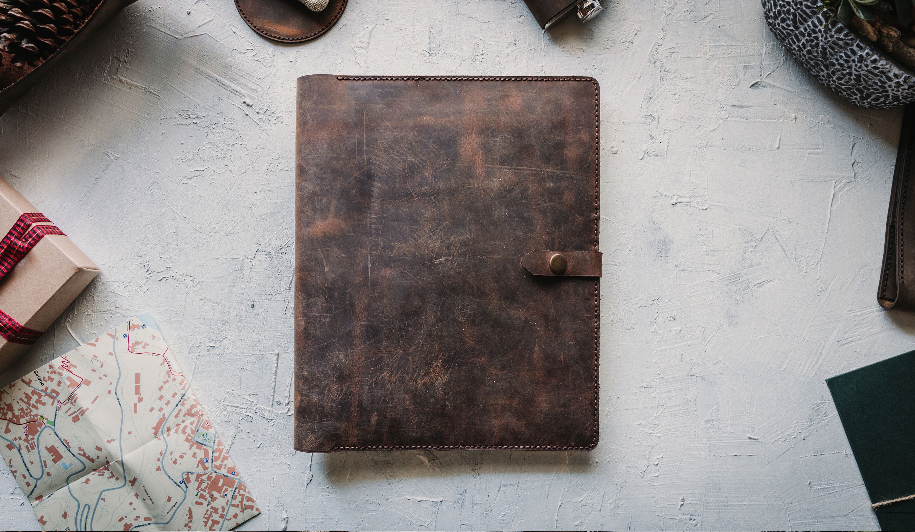 Leather iPad Organizer Bag Personalized Handmade Portfolio Travel