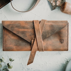 Cinnamon Clutch Bag | Personalized Genuine Leather Tobacco Pouch | Engraved Travel Case | Make-Up Bag Gifts | Fashion Style Handbags