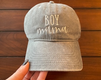 EMBROIDERED Custom Boy Mama Baseball Hat