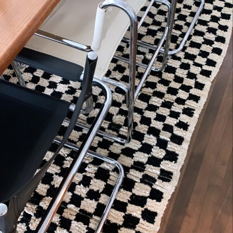 Checkered Rug Black off White Rug Beni Ouarain Rug Etsy