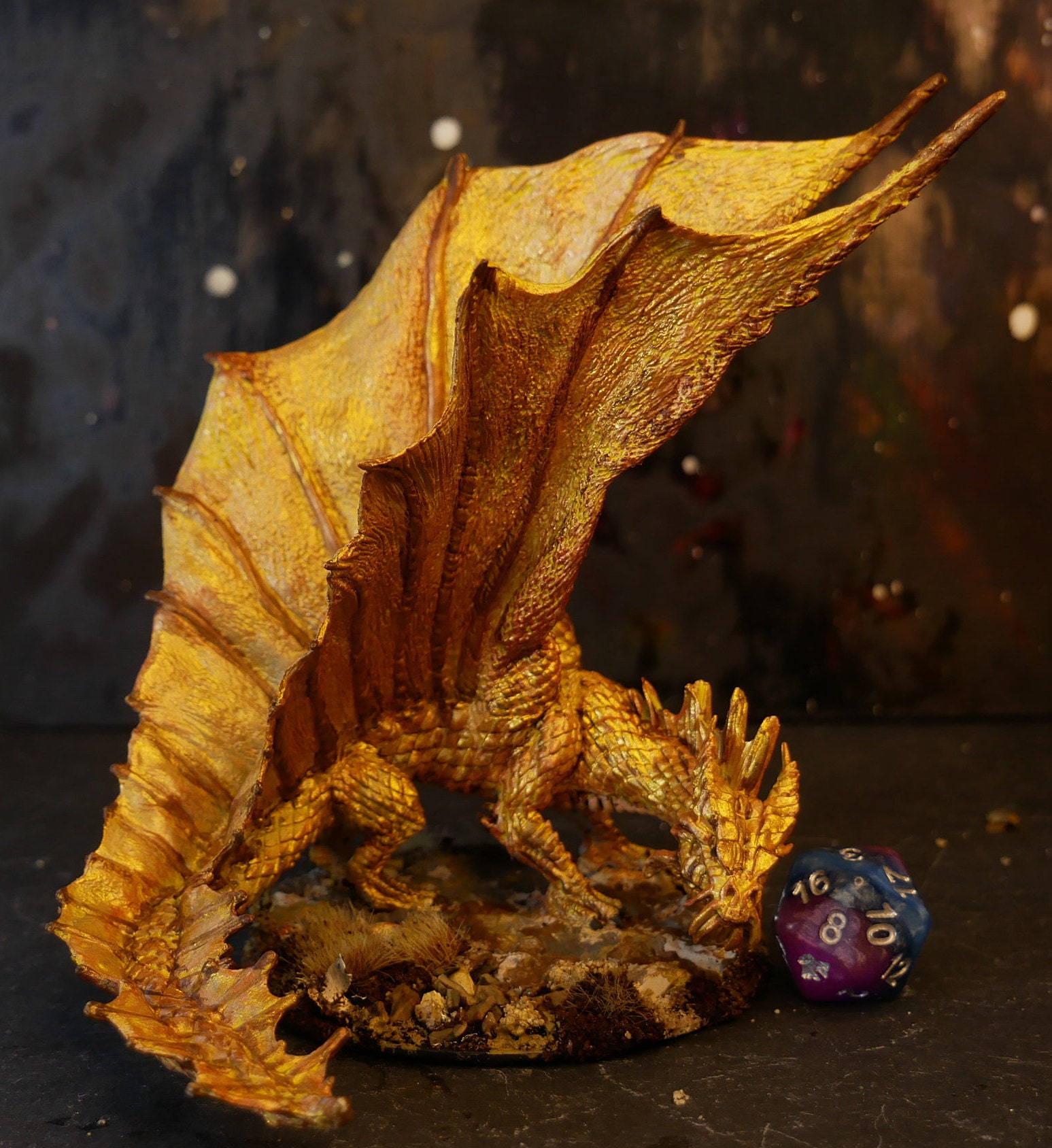 Hand-painted Gold Dragon Wyrmling and hoard Miniature | TTRPG | Mini ...