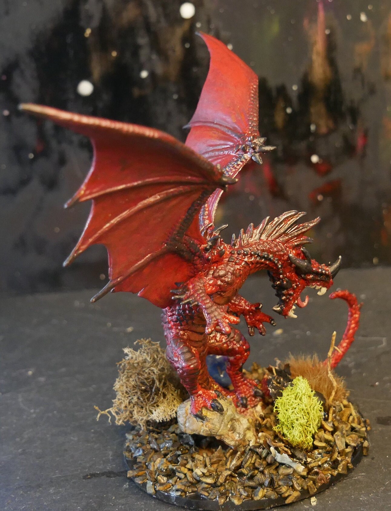 Custompainted Rampaging Young Red Dragon Miniature TTRPG Mini