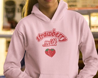 Strawberry Milk Hoodie | Kawaii Hoodie | Japanese Strawberry Milk Clothing | Harajuku Gift for Her | Unisex Hoodie