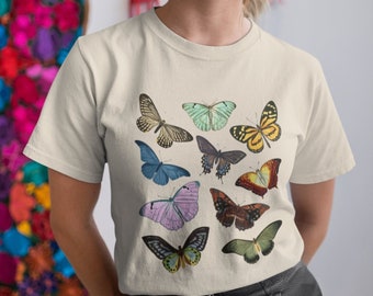 Koszulka Cottage Core Butterfly | Estetyczna odzież | Koszulka Retro Look Butterflies | Koszulka unisex