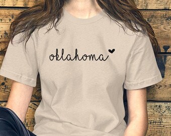 Oklahoma Love T-Shirt | Oklahoma State Shirt | Oklahoma Heart Tee | Aesthetic Clothing | Short-Sleeve Unisex T-Shirt