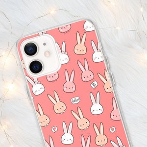 Estuche para iPhone Kawaii Bunny / Estuche para iPhone Kawaii / Estuche para iPhone estético lindo rosa Kawaii Anime japonés estilo Otaku / Estuche para teléfono cute bunnies