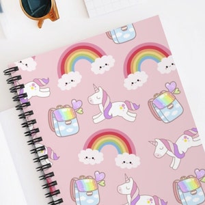 Kawaii Regenbogen Einhorn Notizbuch | Tagebuch | Japanisches Koreanisches Briefpapier | 6x8&quot; Spiral Notizbuch | Gefütterte Linie