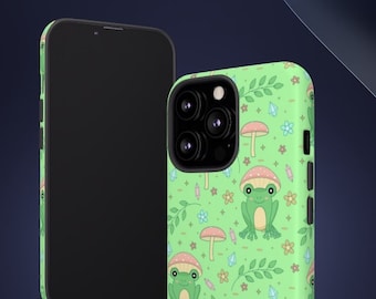 Cottagecore Kawaii Frog Tough Phone Case | Leuke Kikker Paddestoel iPhone Case & Samsung Case