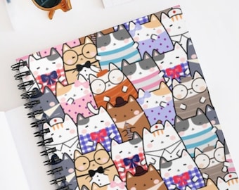 Kawaii Cats Notebook | Cute Kitten Kawaii  Spiral Notebook | Japanese Kitty Notebook | 118 Ruled Lined Pages