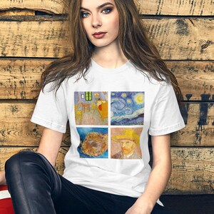 Van Gogh Famous Paintings T-shirt | The Bedroom Starry Night Self-Portrait Sunflowers Tee | Aesthetic Van Gogh Unisex T-Shirt