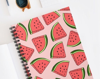 Kawaii Watermelon Notebook | Watermelon Spiral Notebook | Cute Japanese Korean Stationery | 118 Ruled Lined Pages