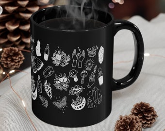 caneca bruxa | Caneca preta mágica 11oz Mystical de Witchy de <br> Crie Seu Próprio Produto! caneca oculta | Caneca escura da academia de <br> Entrega Rápida? Caneca Celestial | Presentes de bruxa