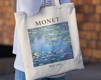 Monet Water Lilies Tote Bag, Aesthetic Tote Bag, Artist Tote Bag, Reusable Bag, Market Bag, Artsy Tote Bag, Trendy Tote Bag