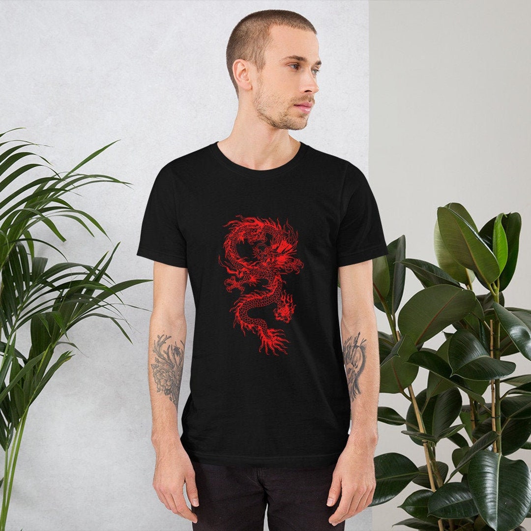 Japanese Dragon Shirt Red Dragon T-shirt Traditional Japan Dragon Art