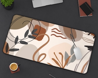 Minimalist Desk Mat, Boho Desk Mat, XXL Gaming Mouse Pad, Neutral Large Desk Mat, Absract Wide Desk Pad, Cute Desk Accessories