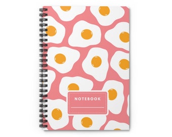 Egg Notebook | Cute Pink Egg Pattern Journal Diary | Spiral Notebook | Ruled Line 118 Pages