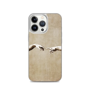Retro The Creation of Adam Michelangelo iPhone Case, Renaissance, The Hands of God and Adam Tumblr Art Phone Case, Aesthetic Gift