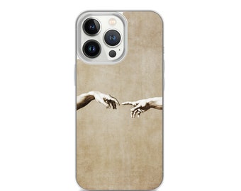 Retro The Creation of Adam Michelangelo iPhone Case, Renaissance, The Hands of God and Adam Tumblr Art Phone Case, Aesthetic Gift