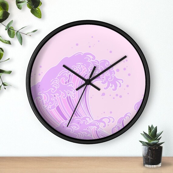 Great Wave Wall Clock, Kawaii Room Decor, Kawaii Gaming Room Clock, Japanese Clock, Anime Wall Art, Anime Wall Clocks
