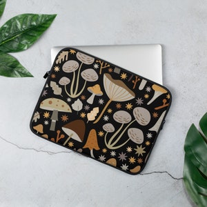 Mushroom Laptop Sleeve | Mid Century Modern MacBook Air 13 Case, Cottagecore Laptop Case, Dark Academia 13&quot; 15&quot; Laptop Sleeve