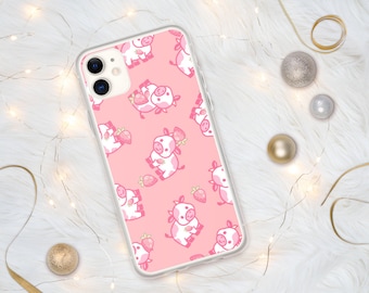 Strawberry Cow iPhone Case | Kawaii iPhone Case | Aesthetic Cute Pink Kawaii Japanese Anime Otaku Style Phone Case | Gift for Her BFF