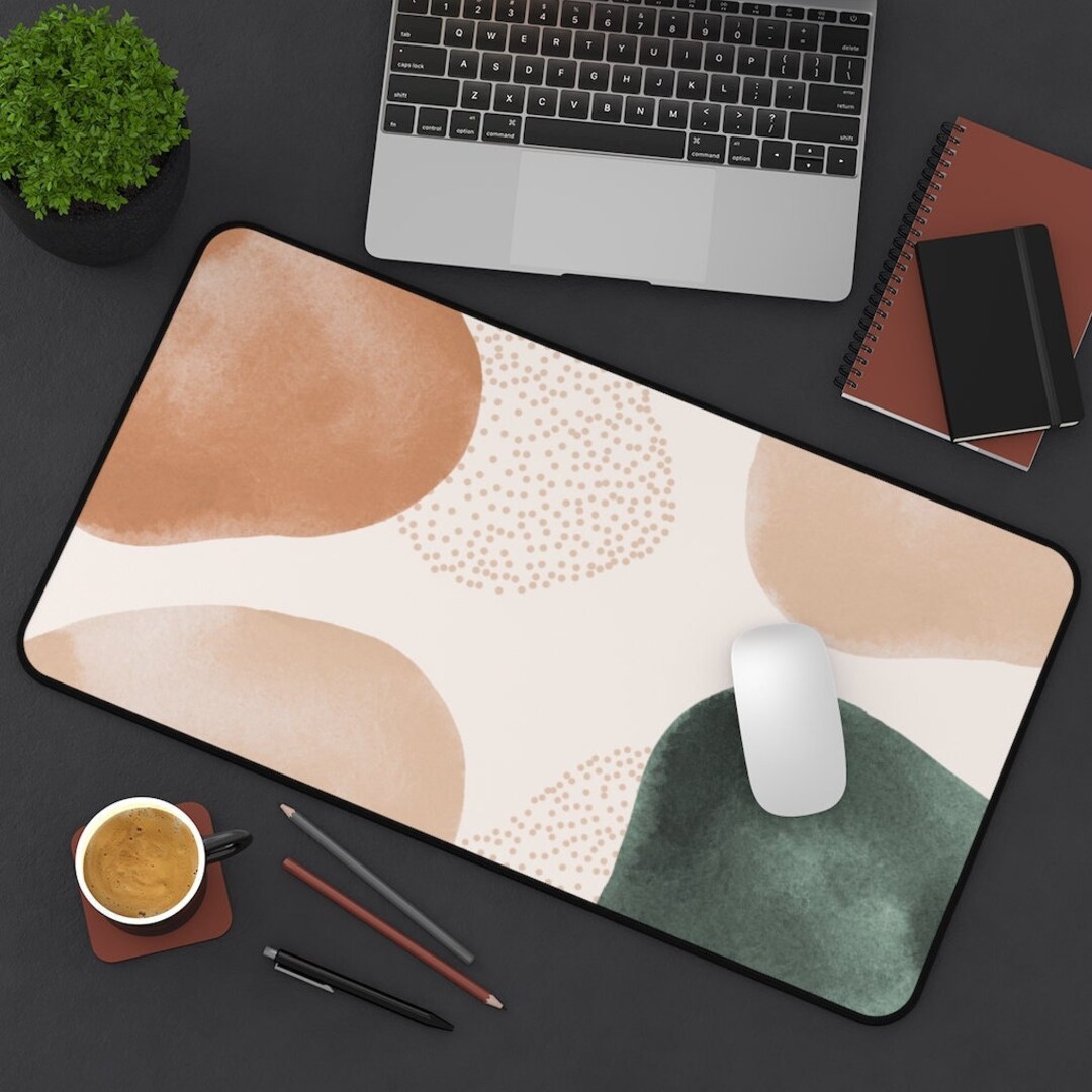 Boho Abstract Desk Mat Brown Green Geometric Aesthetic Desk Accessory ...