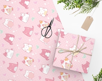 Kawaii Cats Wrapping Paper, Anime Gift Wrap, Cute Wrapping Paper, Anime Wrapping Sheet