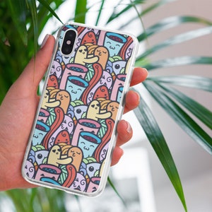 Colorful Kawaii Doodles iPhone Case | Kawaii Love Pattern Japanese Phone Case