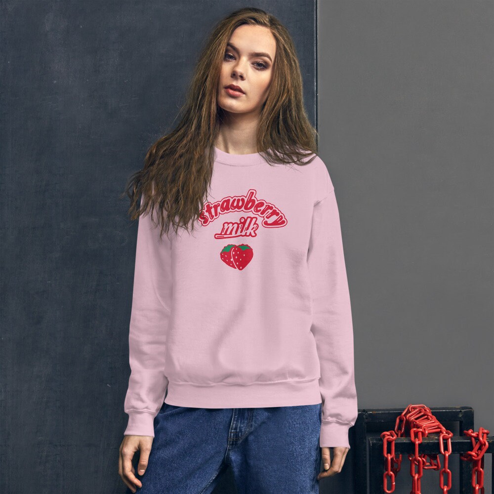 Strawberry Milk Sweatshirt | Creamy Kawaii Milk Shirt