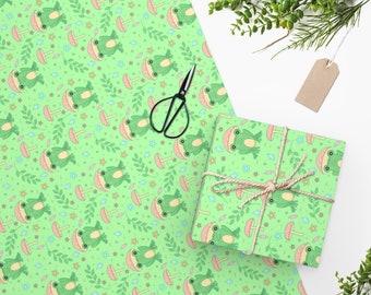 Kawaii Frog Wrapping Paper, Anime Gift Wrap, Cute Wrapping Paper, Anime Wrapping Sheet, Kawaii Gift Sheet, Cottage Core Wrapping Paper