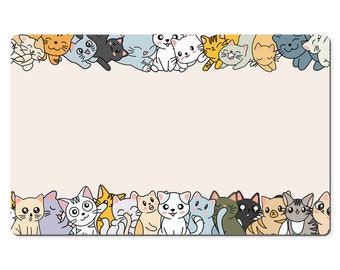 Cute Cats Desk Mat | Kawaii Kitten Desk Mat | Japanese Mouse Pad | Aesthetic Large Mouse Pad | Cute Desk Decor