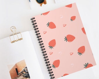 Strawberry Love Notebook | Cute Strawberries Spiral Notebook Gift for Girls | 118 Ruled Lined Pages