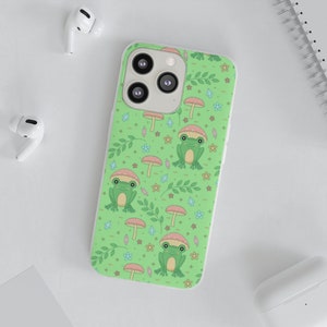 Cottagecore Kawaii Frog Flexi Phone Case | Cute Frog Mushroom Phone Case For iPhone 13 12 11 Samsung Galaxy