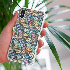 Kawaii Monster Doodles iPhone Case | Japanese Aesthetic Phone Case